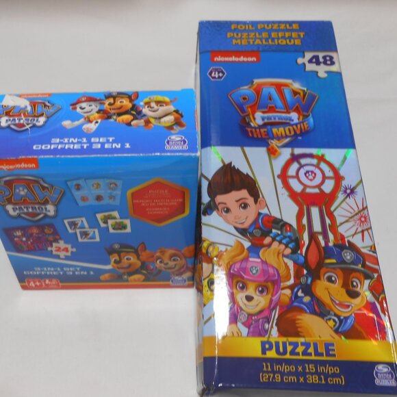 LOT 2 PAW PATROL 48 PC FOIL PUZZLE & 3-IN-1 24 PC PUZZLE & DOMINOES GAME AGES 4+ - Picture 9 of 9